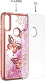 For Apple iPhone 15 Pro (6.1") Quicksand Liquid Glitter Bling Flowing Sparkle Fashion Hybrid TPU Chrome Plating Hard Butterfly Phone Case Cover
