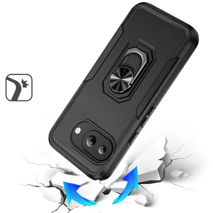 For Google Pixel 9A Hybrid Rugged Tough 2in1 Drop-Proof Protection Military Grade Armor with Metal Ring Stand Case Cover