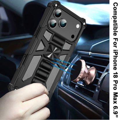 Phone Case for Apple iPhone 18 Pro Max Built in Magnetic Hiden Kickstand Shockproof Rugged Armor Grip Hybrid Heavy Duty Anti Slip Protective Style Cover