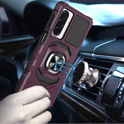 Phone Case for Galaxy A17 5G Rugged Hybrid Dual Layer Magnetic Ring Stand Armor Shock Absorbing Heavy Duty TPU Reinforced Bumper Cover Purple