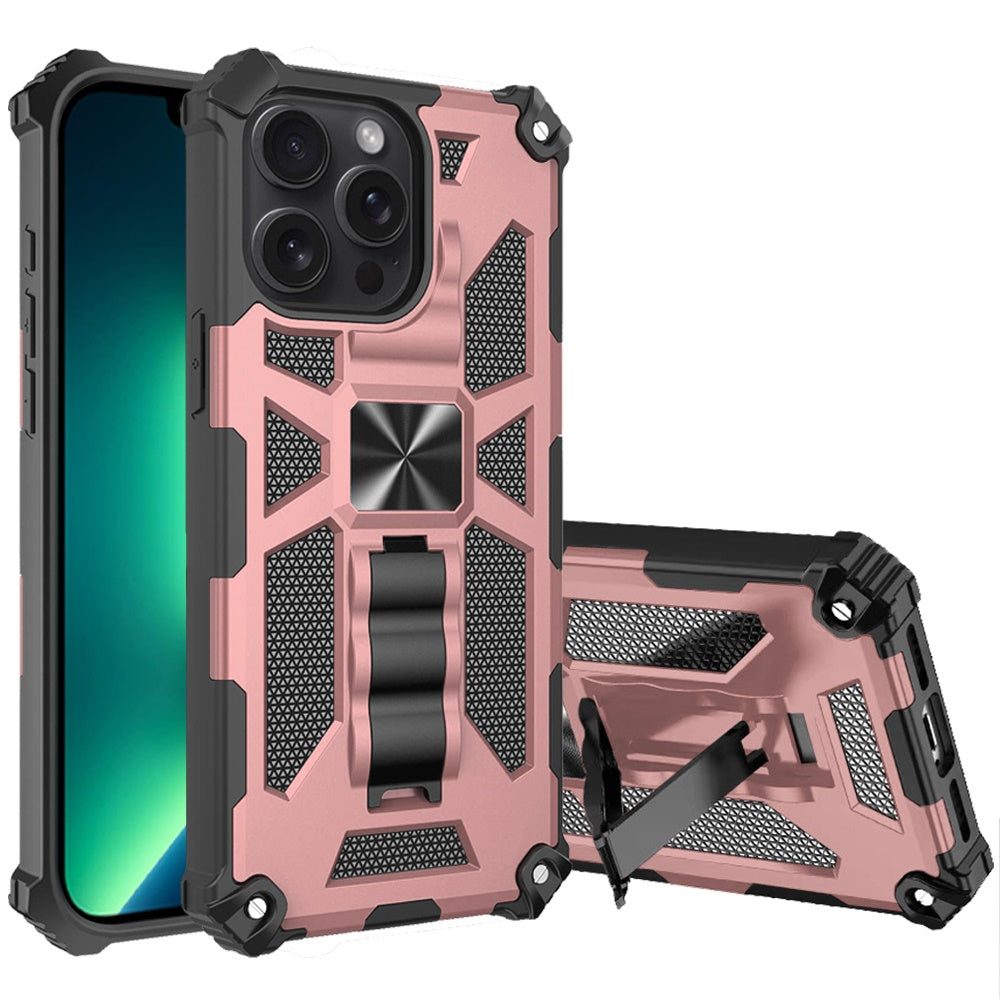 Phone Case for Apple iPhone 13 Pro Built in Magnetic Hiden Kickstand Shockproof Rugged Armor Grip Hybrid Heavy Duty Anti Slip Protective Style Cover Gold