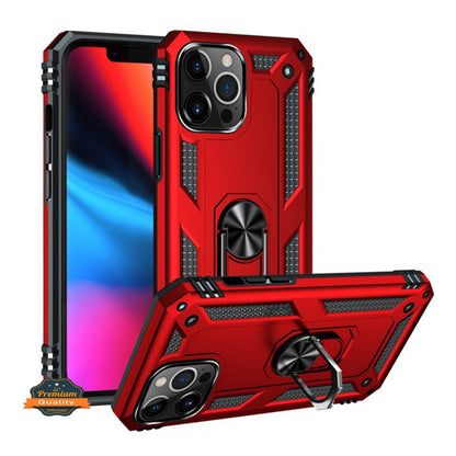 For Apple iPhone 15 Pro (6.1") Shockproof Hybrid Dual Layer TPU with Ring Stand Metal Kickstand Heavy Duty Armor  Phone Case Cover