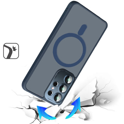 For Samsung Galaxy S26 Ultra Complete Protection HQ Matte Translucent Hybrid Shockproof w/ Camera Protector Compatible with MagSafe Case Cover Blue