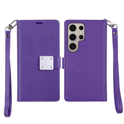 For Samsung Galaxy S25 Ultra Wallet Cases PU Leather with Credit Card /ID /Cash Holder Slot Dual Flip Book Pouch, Stand and Strap Case Cover