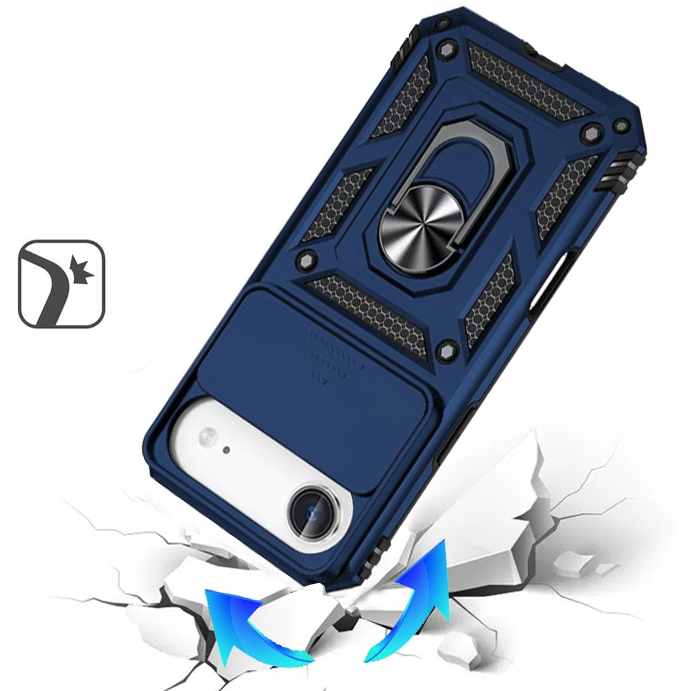 For Apple iPhone 17 Air (6.6") Hybrid Ring Shockproof with 360° Rotate Ring Kickstand, Camera Lens Protection, Soft Edge Bumper Case Cover