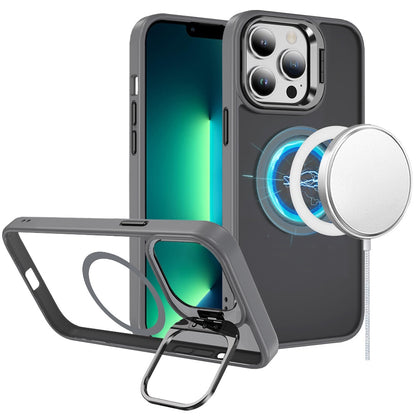 For Apple iPhone 15 Pro Max Heavy Duty Metallic Hybrid Tough TPU with Camera Ring Stand, MagSafe Compatible, Rugged Drop Protection Case Cover