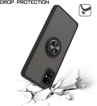 For Apple iPhone 16 Pro Max (6.9") Finger Ring Stand Holder Kickstand Hybrid Frosted Matte TPU Hard Frame Shock-Absorption Case Cover