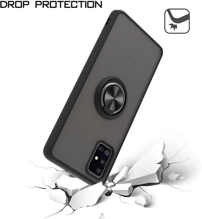 For Samsung Galaxy A16 5G Finger Ring Stand Holder Kickstand Hybrid Frosted Matte TPU Hard Frame Shock-Absorption Case Cover