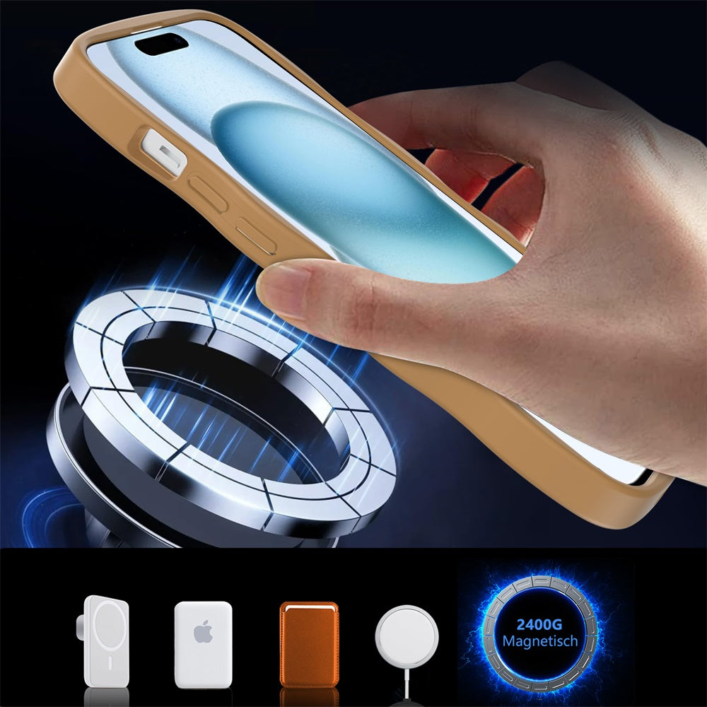 For Apple iPhone 17E /16E Grip Hand Magnetic Hybrid Case Shockproof Protection Matte Skin Rubber TPU + PC Case Cover Coffe