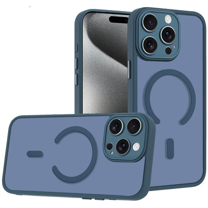 Phone Case for iPhone 15 Pro Max Matte Frosted Magnetic Hybrid Hard PC Soft TPU Camera Protection Slim Shock Absorbing Anti Fingerprint Cover