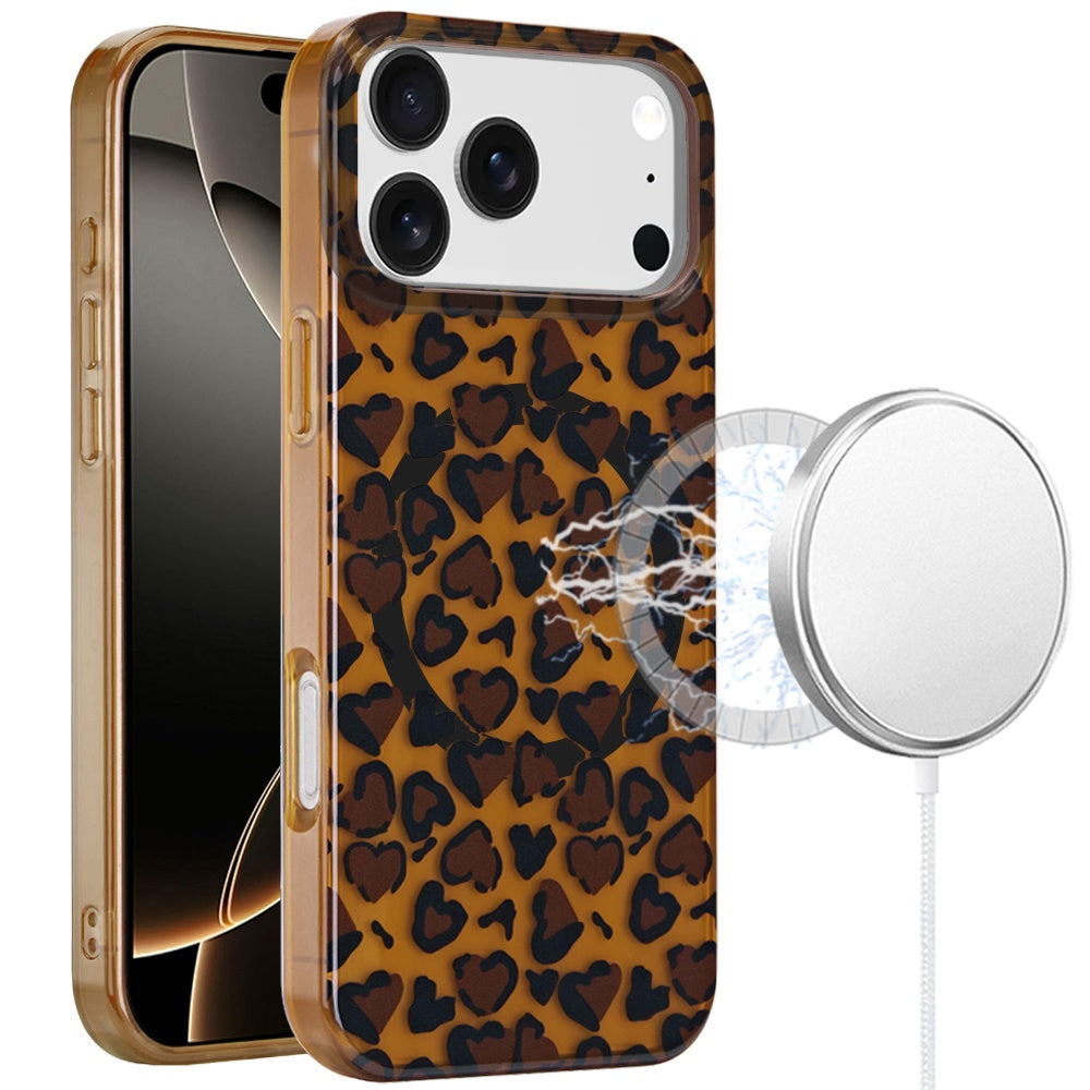 Phone Case for Apple iPhone 17 Pro Max Stylish Design Shockproof Magnetic Magsafe Compatible TPU IMD Print Rugged Grip Drop Protection Slim Fashion Cover Brown