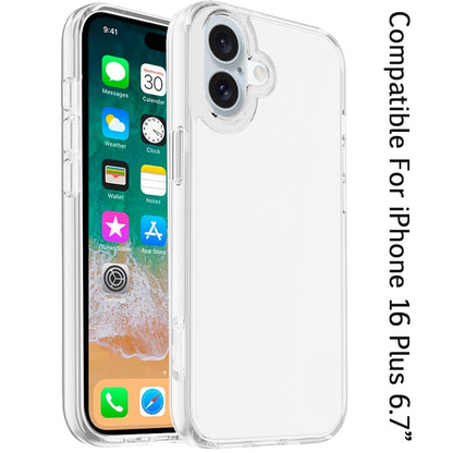 For Apple iPhone 16 Plus Transparent Shock Absorption PC + TPU Rubber Gel Thick 3mm Hybrid Silicone Slim Fit Back Case Cover Clear