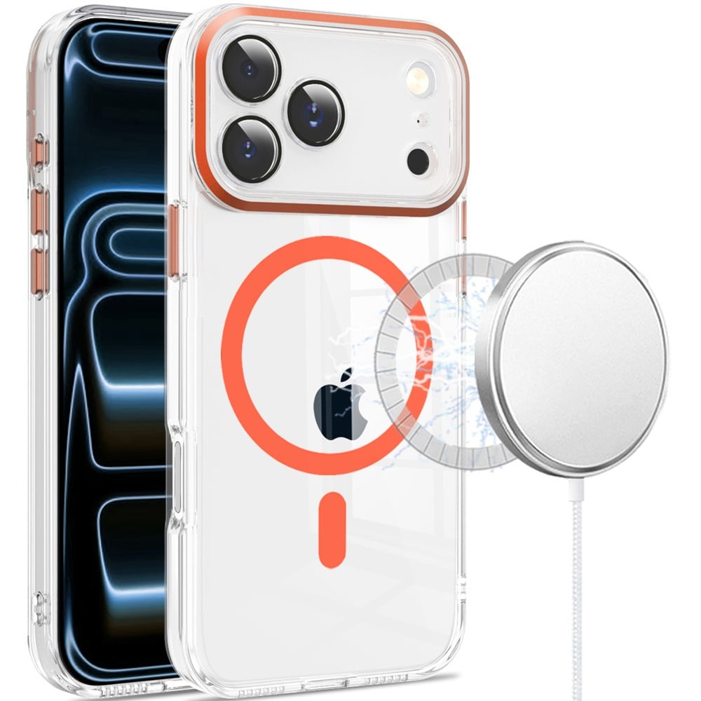For Apple iPhone 17 Pro (6.3") Clear Transparent Case Matching Circle Design, Hybrid TPU Hard Shell, Support Magsafe Charger Case Cover Black
