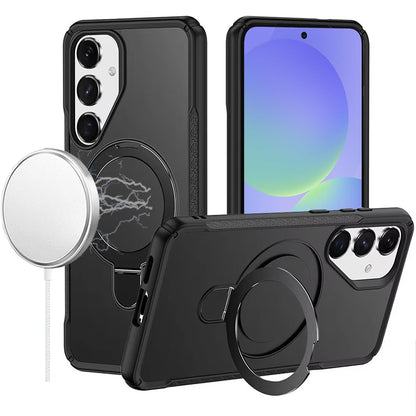 Phone Case for Samsung Galaxy A56 / A36 Magnetic Ring Stand Matte Finish Shockproof Grip Slim Armor Heavy Duty TPU Protective Hybrid Cover Black