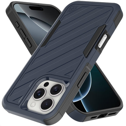Phone Case for iPhone 16 Pro Max Premium Hybrid Rugged lined Shockproof Textured 2-in-1 Non-Slip Hard PC & TPU Non Slip Tough Cover