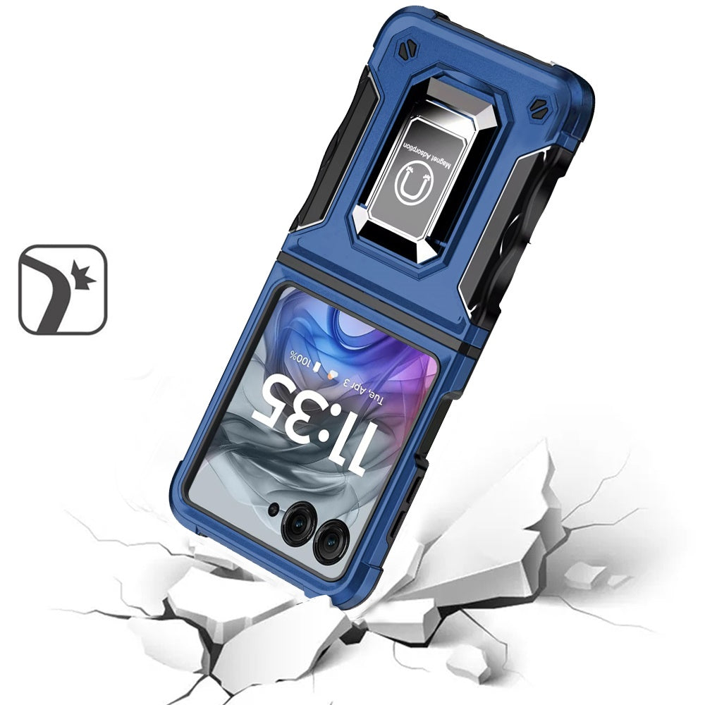 For Motorola Razr 2025 /2024 Hybrid Stand Magnetic Ring Holder Kickstand Heavy Duty Rugged Drop Silicone & Hard PC Shockproof Case Cover