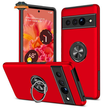 For Google Pixel 10 /Pixel 10 Pro Military Grade Hybrid Case with Flat Metal Ring 360° Rotation Kickstand, Slim Fit Back Hard PC Case Cover