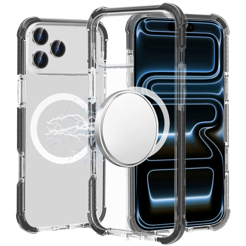 Phone Case for Apple iPhone 18 Pro Max/ 17 Pro Max Acrylic Magnetic Circle Transparent Shockproof Frame Hybrid 2.5mm Tough Clear Drop Protection Slim Durable Cover