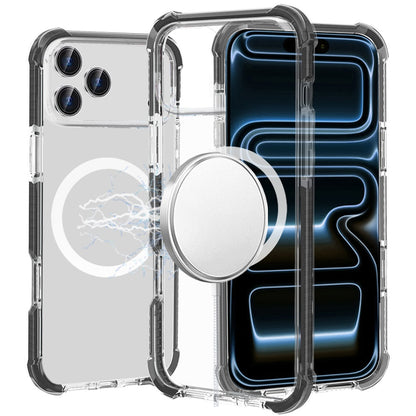 Phone Case for Apple iPhone 18 Pro Max/ 17 Pro Max Acrylic Magnetic Circle Transparent Shockproof Frame Hybrid 2.5mm Tough Clear Drop Protection Slim Durable Cover