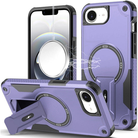 Phone Case for Apple iPhone 17E /16E/SE4 Magnetic Kickstand Rugged Shockproof Armor Grip Anti Slip Heavy Duty Protective Matte Stand Hybrid Cover Purple