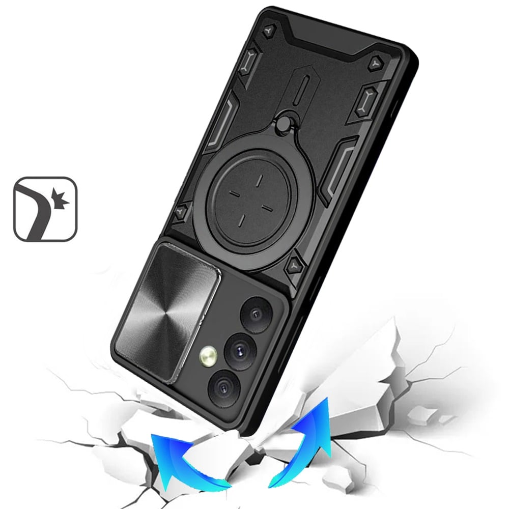 Phone Case for Samsung Galaxy S26 FE /Fan Edition Magnetic Ring Stand Shockproof Hybrid Full Camera Slide Guard Anti Slip Heavy Duty Protective Armor Cover