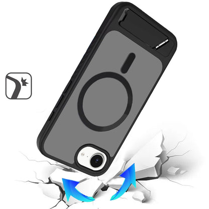 For Apple iPhone 17E /16E Matte Magnetic Circle Back TPU Hybrid Drop Protection with Metal Kickstand Shockproof Design Case Cover