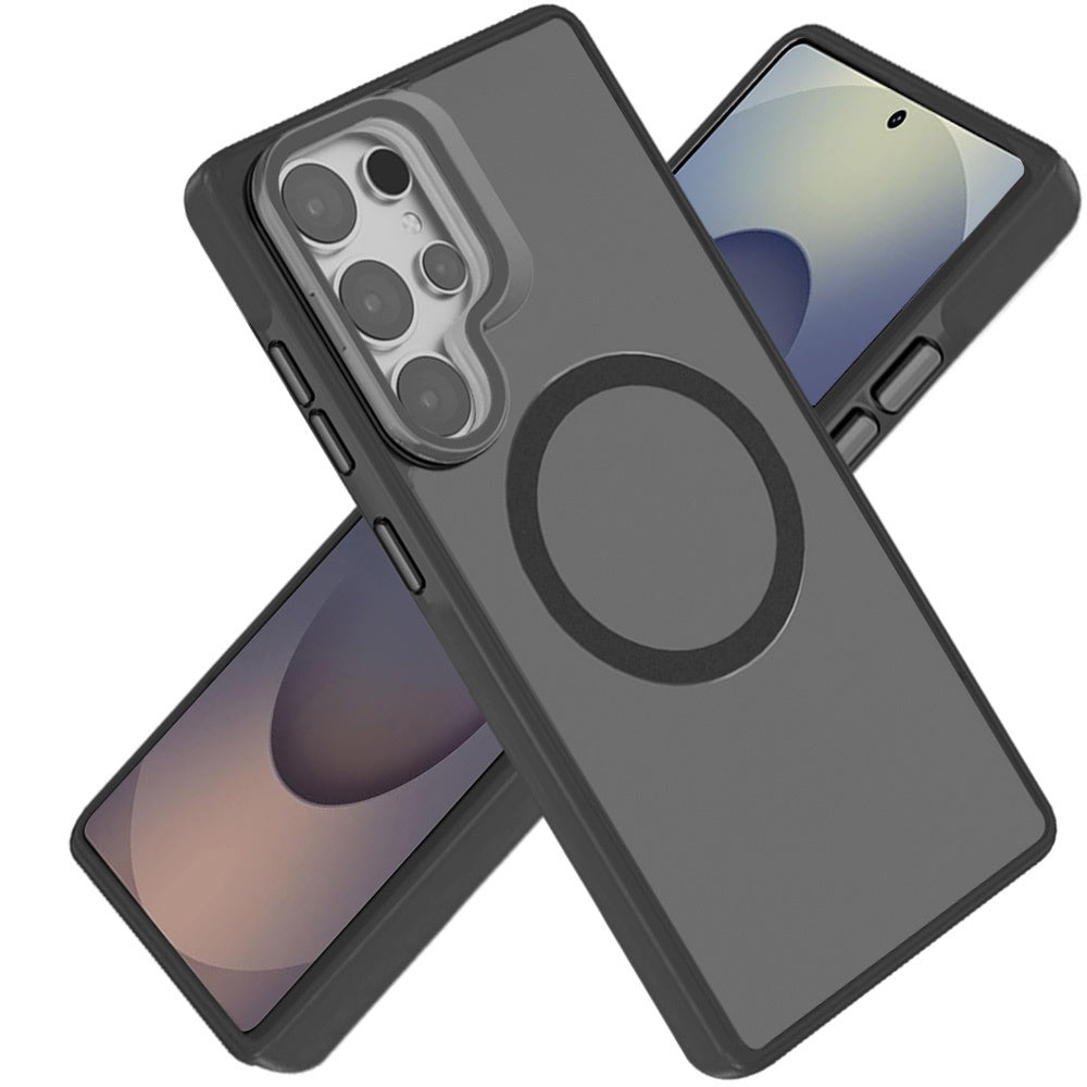 For Samsung Galaxy S26 Ultra Tough HQ Hybrid Case with Aluminum Frame Camera Stand, Compatible with MagSafe, Translucent Matte Shockproof Case Cover