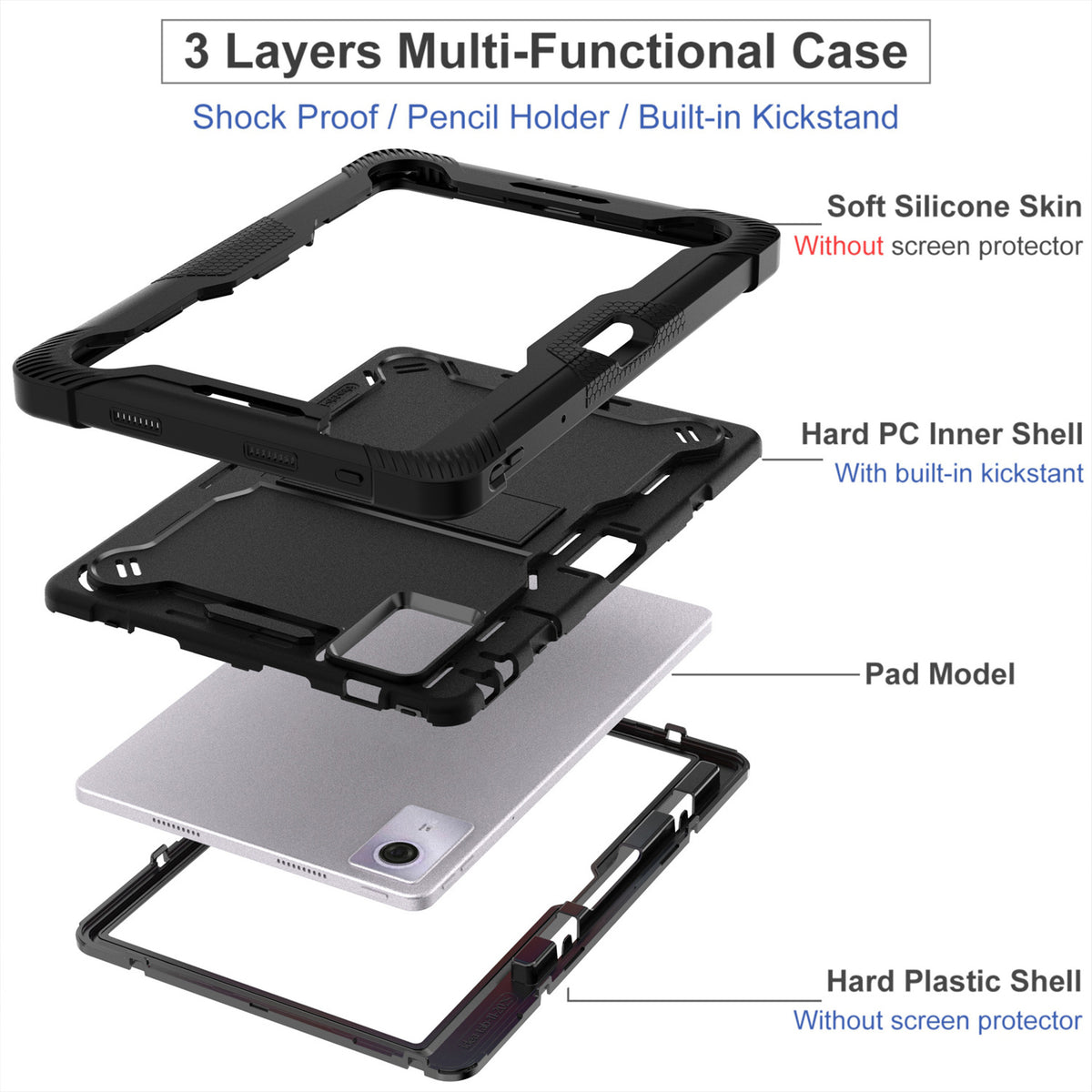 Shockproof Hybrid Built in Kickstand Dual Layer Rugged Heavy Duty Armor Anti Slip Impact Resistant Durable Grip