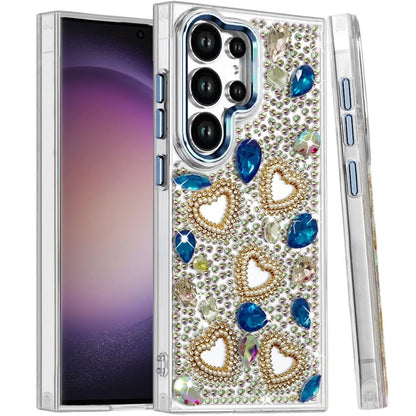 Luxury Crystal Heart Rhinestone Diamond Bling Shockproof Hybrid Glitter Protective Stylish Durable Grip