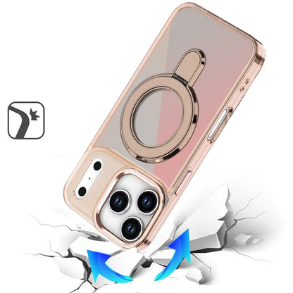 Phone Case for Apple iPhone 18 Pro Max Chrome Magnetic Ring Stand Rotational Shockproof Hybrid Kickstand Metal Finish Rugged Drop Protection Armor Cover