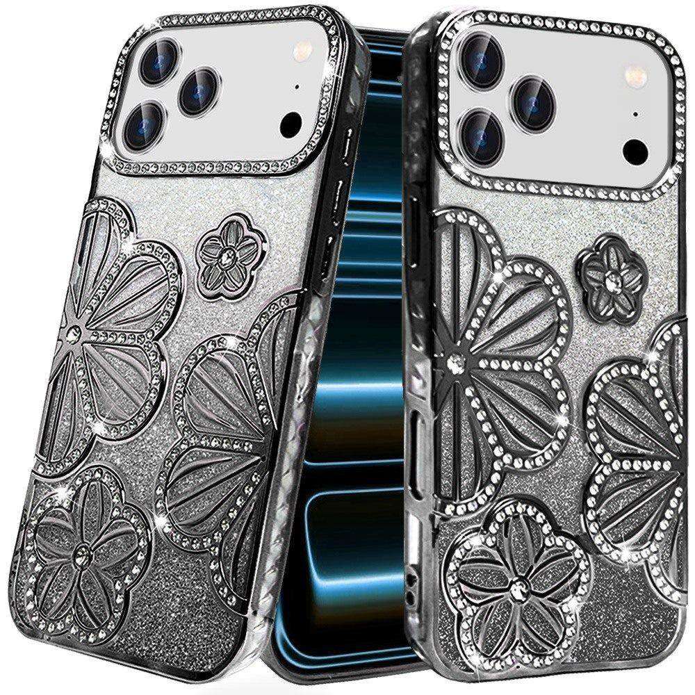 Phone Case for Apple iPhone 18 Pro Shimmer Glitter Floral Thick TPU Shockproof Durable Grip Camera Protection Anti-Scratch Stylish Design Cover