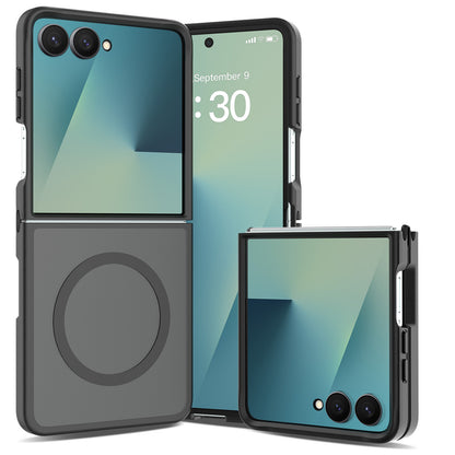 Phone Case for Samsung Galaxy Z Flip 8 Magnetic Matte Hybrid Shockproof Smooth Grip Durable Camera Protection Anti-Slip Soft Touch TPU Armor Cover Black