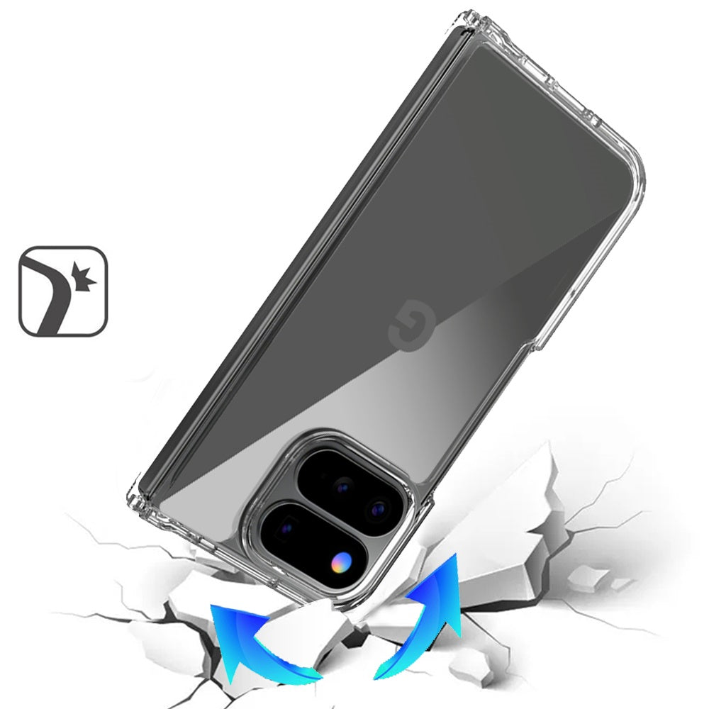 Phone Case for Google Pixel 11 Pro Fold Transparent Hybrid Hard PC Soft TPU Slim Fit Shock Absorbing Reinforced Bumper Protective Frame Cover Clear