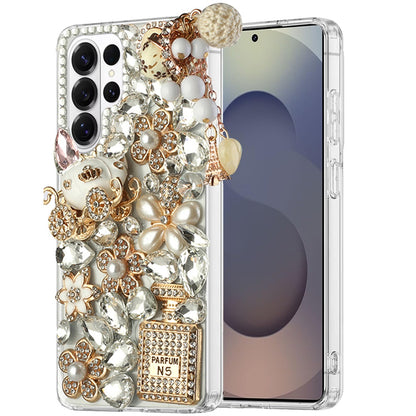 For Samsung Galaxy S26 Ultra Bling Crystal 3D Full Diamonds Luxury Sparkle Rhinestone Hybrid Case Cover Ultimate Multi Ornament White