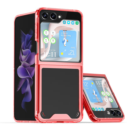 For Samsung Galaxy Z Flip 7 FE Transparent Hybrid Shockproof Hard PC Slim Durable TPU Bumper Protection Case Cover Red