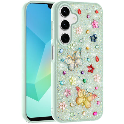 For Samsung Galaxy A16 5G Diamond Butterfly 3D Glitter Bling Design, Slim Hybrid Sparkle Protective Cover TPU for Women Girls Case Cover