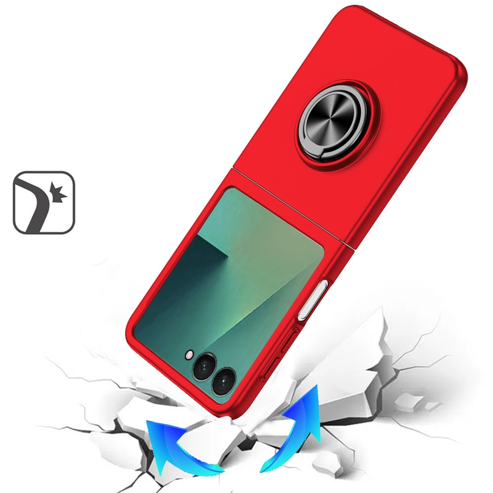 For Samsung Galaxy Z Flip 7 Hybrid 360 Degree Rotatable Metal Invisible Ring Stand Holder Slim Fit Magnetic Car Mount Shockproof Case Cover