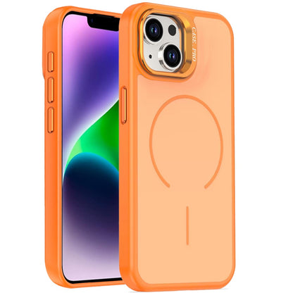 Phone Case for Apple iPhone 14/13 Premium Matte Magnetic Camera Stand Hybrid Shockproof Rugged Protective Anti Scratch Durable Grip Metal Buttons Cover Cosmic Orange