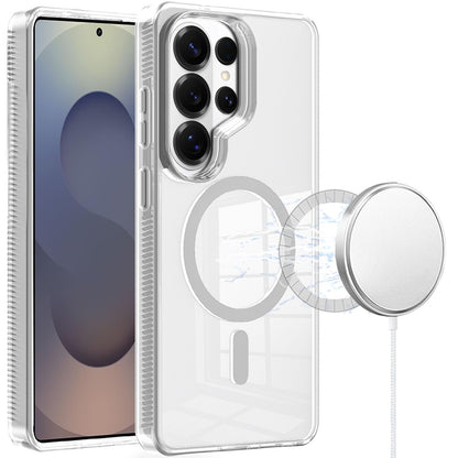 For Samsung Galaxy S23 Ultra MagSafe Compatible Integrated Technology Clean Transparent Hybrid Armor TPU Frame Case Cover Clear