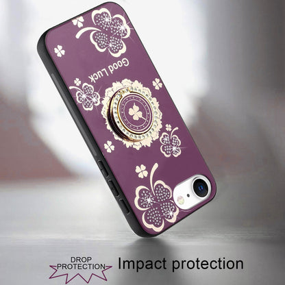 Diamond 3D Fashion Floral Glitter Engraved Luxury Bling Hybrid Shockproof Chrome Edge Protective Grip