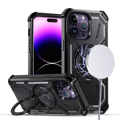 Standard for Apple iPhone 15 Pro Max (6.7") Apple iPhone 15 Pro Max (6.7") MagSafe Compatible Circle Ring Magnetic Kickstand Hybrid Hard TPU Edge Protective Cover