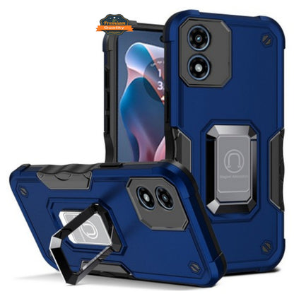 For Motorola Moto G 5G 2026 / Moto G Play 2026 Heavy Duty Hybrid 2in1 Hard PC & TPU Rugged Bumper Shockproof with Magnetic Ring Kickstand Case Cover