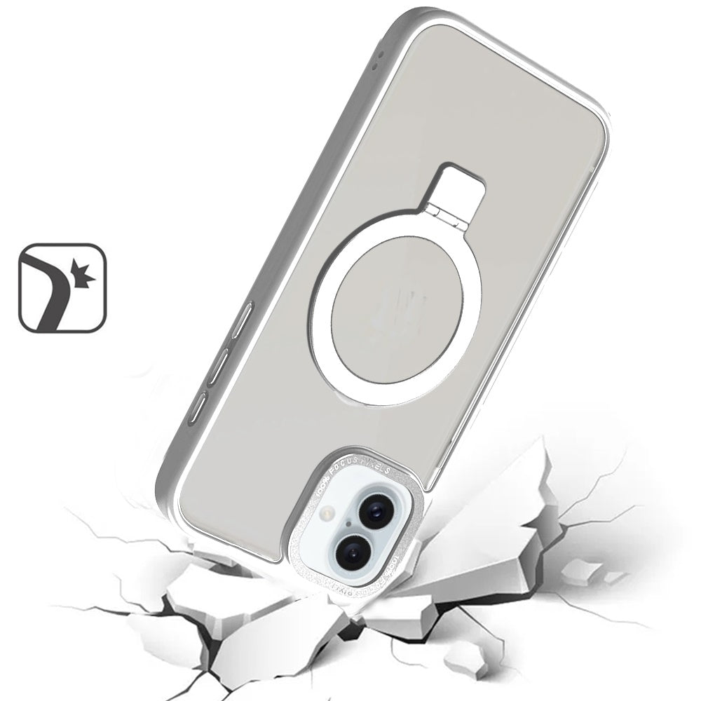 For Apple iPhone 16 Pro (6.3") Magnetic Metal Matte Built-in Compatible with MagSafe Stand Hybrid Shock Armor TPU Case Cover