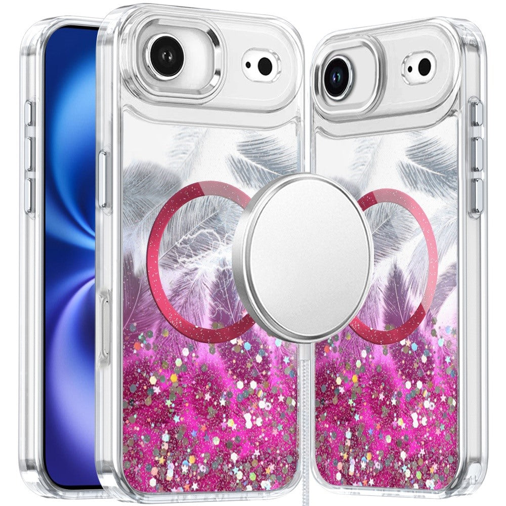 For Apple iPhone 17 AIR Epoxy Glitter Shimmer Fashion Case with Magnetic Magsafe Compatible Hybrid Sparkling Slim Protective Case Cover