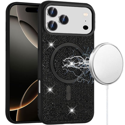 Phone Case for Apple iPhone 17 Pro Max Magnetic Bling Diamond Sparkle Hybrid Shockproof Rugged Grip Durable Protection Anti-Slip Armor Design Cover