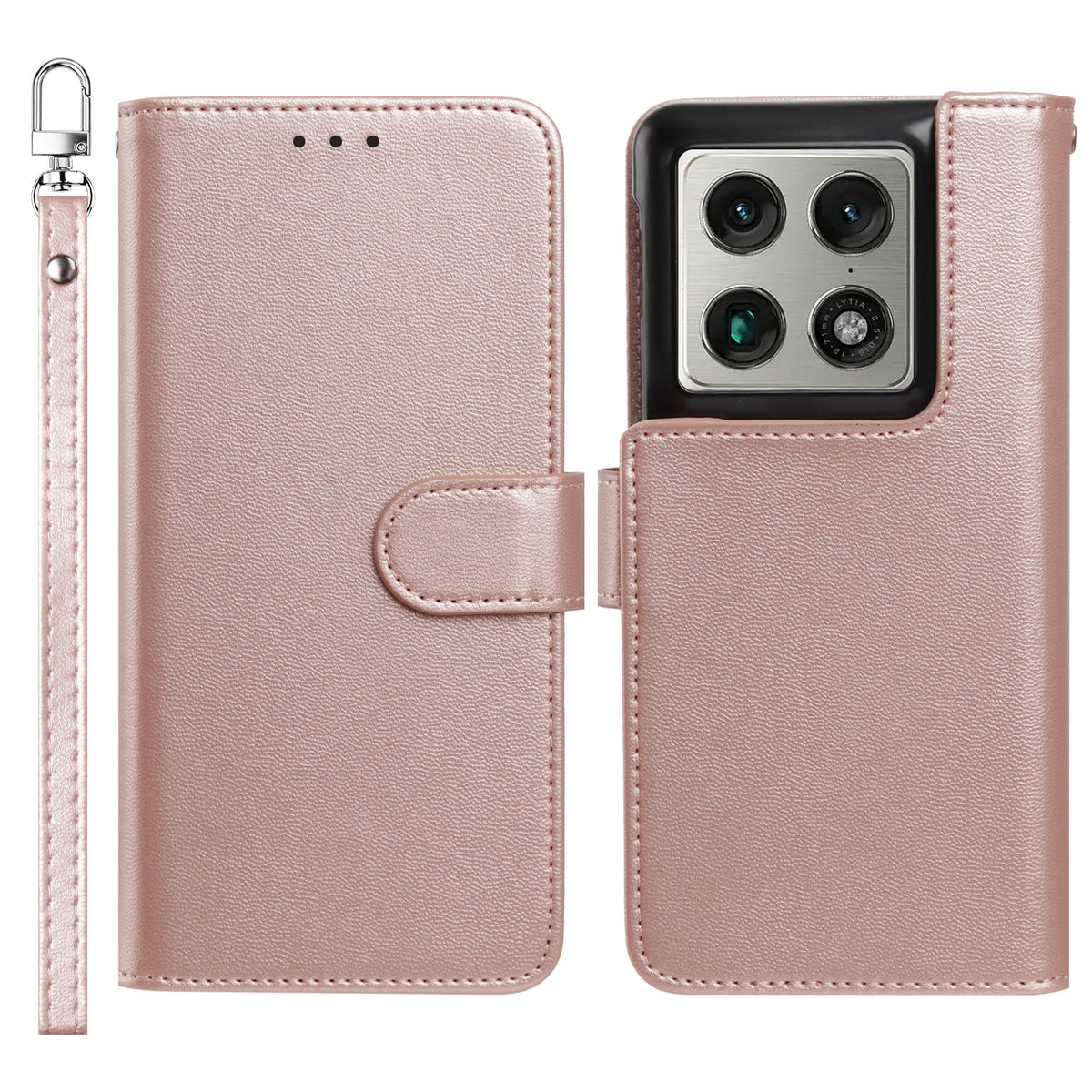 Phone Case for Motorola Razr Fold 2026 Leather Wallet Folio Credit Card Holder with Magnetic Closure Wrist Strap Classic Flip Design Storage Slots Cover