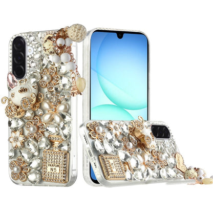 For Apple iPhone 17E /16E Bling Crystal 3D Full Diamonds Luxury Sparkle Rhinestone Hybrid Case Cover Ultimate Multi Ornament White