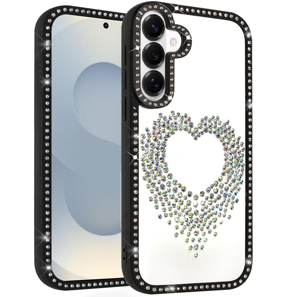 For Samsung Galaxy S26+ / S26 Plus Angel Hearts Glitter Shimmer Diamond Edge Hybrid Drop Protection Shockproof Design Compatible Case Cover