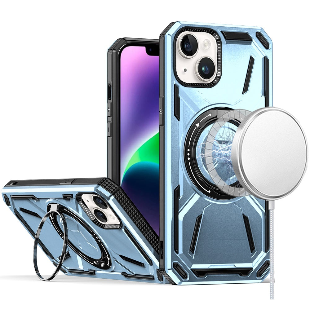 For Apple iPhone 14 /13 Hybrid Magnetic Ring and 360° Rotational Kickstand with MagSafe Compatible, Military Grade Drop Protection Case Cover