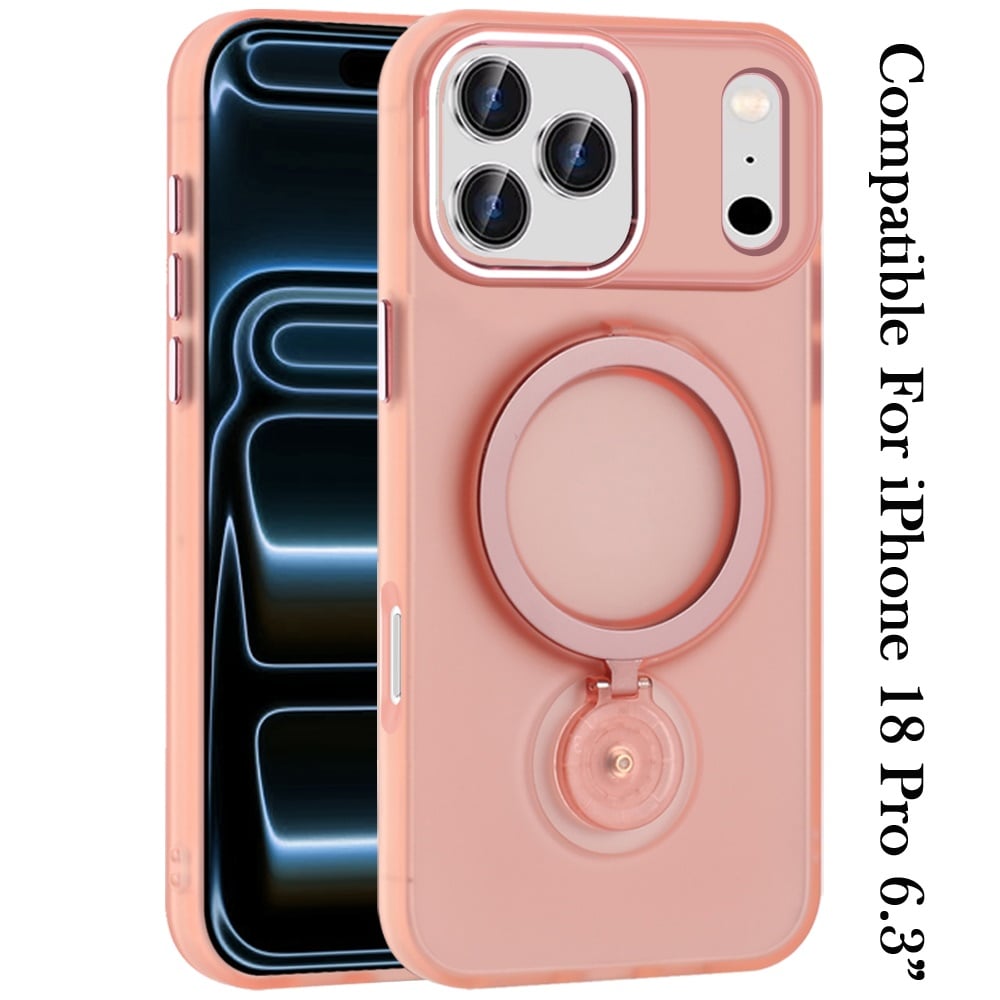 Phone Case for Apple iPhone 18 Pro Magnetic Hoop 360 Ring Stand Hybrid Shockproof Hard PC TPU Rubber Bumper with MagSafe Compatible Cover